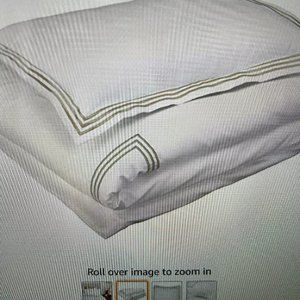 Wamsutt King Size White Duvet Cover and Shams with Gold Trim